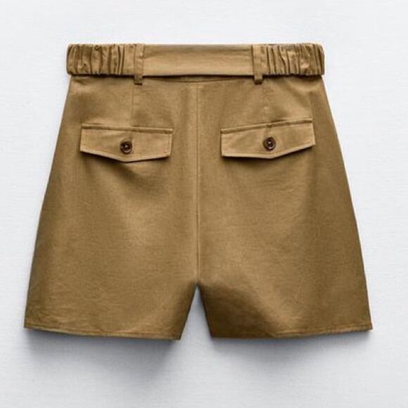 Zara Linen Blend Skort Belted New - Picture 6 of 8